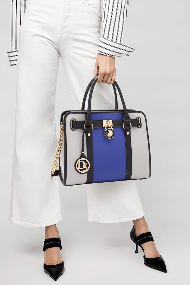 Dasein Two Tone Satchel Handbags Purses for Women Vegan Leather Shoulder Bags Large Tote Bag with Matching Wallet - Image 2